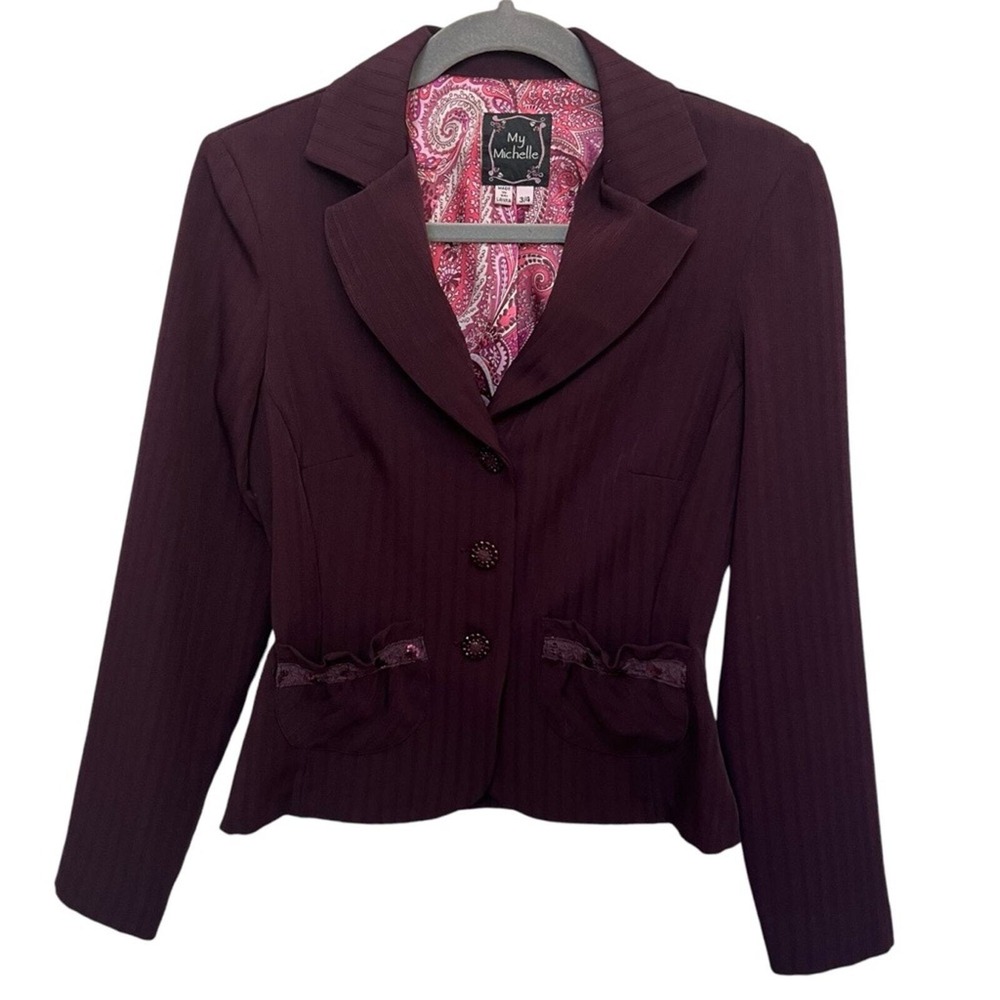 My Michelle Vintage Y2K‎ Blazer with Sequins Burgundy Size 3/4
